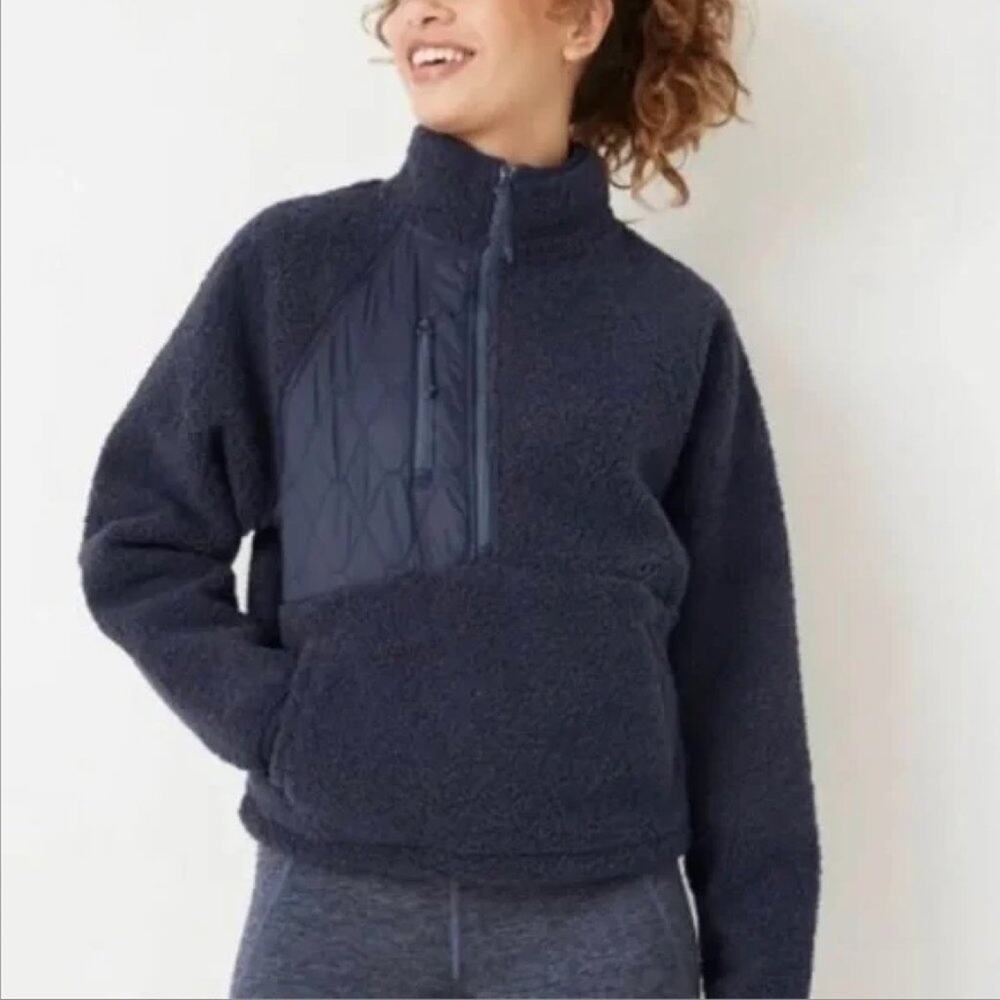 JOYLAB - Navy Sherpa Fleece Pullover